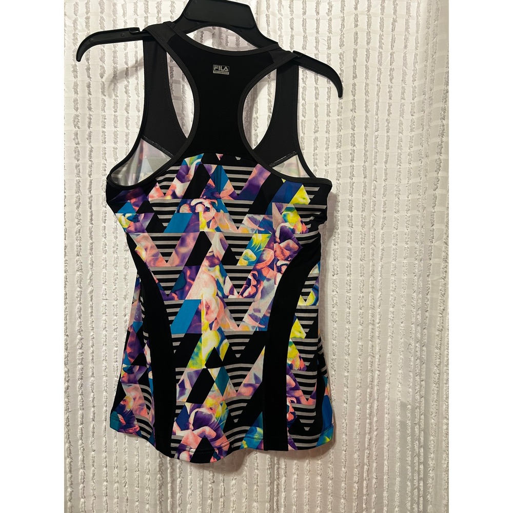 Fila Sport Tank Top Women Small Multi Excellent Geometric Racerback Activewear - Picture 2 of 6